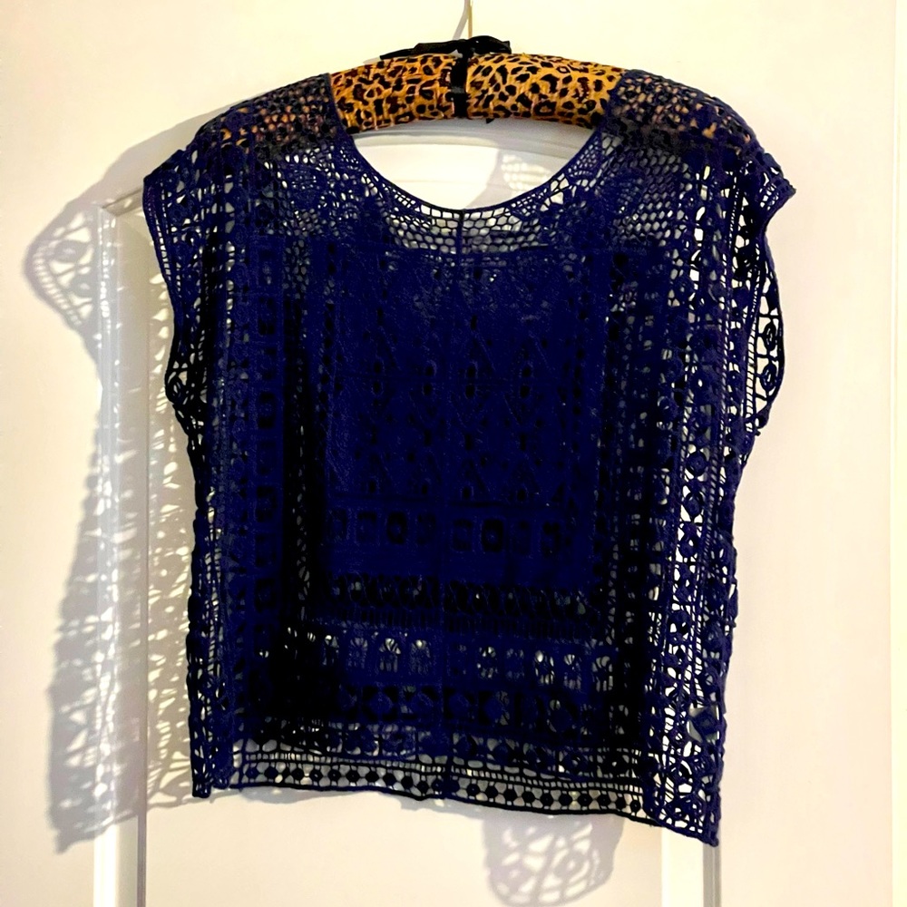 Lauren Conrad Navy Blue Knit Top